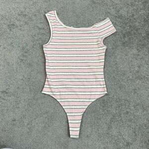 American Apparel Women’s Small Pink White Bodysuit Sleeveless NWOT